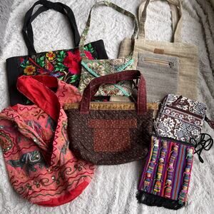 BUNDLE of 7 boho bags‎ shoulder crossbody tote quilted bag embroidered handmade